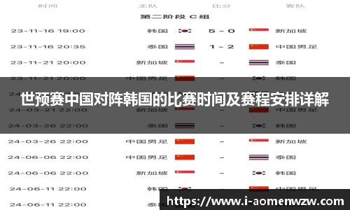 世预赛中国对阵韩国的比赛时间及赛程安排详解